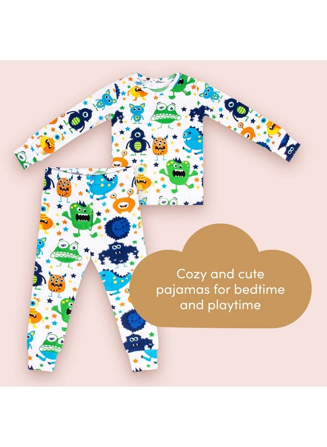 SleepingBaby Pajama T-shirt and Pants Set - Blue Monster - 24 Months