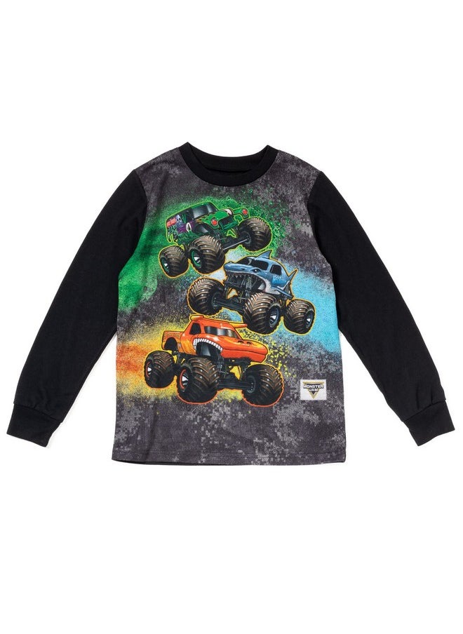 Monster Jam Megalodon El Toro Loco Grave Digger Toddler Boys Pajama Shirt Pants Black 3T