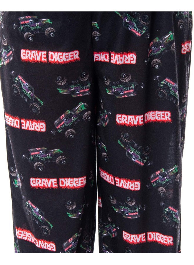 INTIMO Monster Jam Boys' Grave Digger Monster Truck Raglan Shirt And Pants 2 Piece Pajama Set (MD, 8)