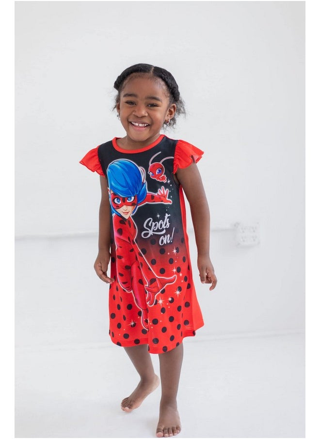 Miraculous Ladybug Big Girls Nightgown Pajamas Black/Red 14-16