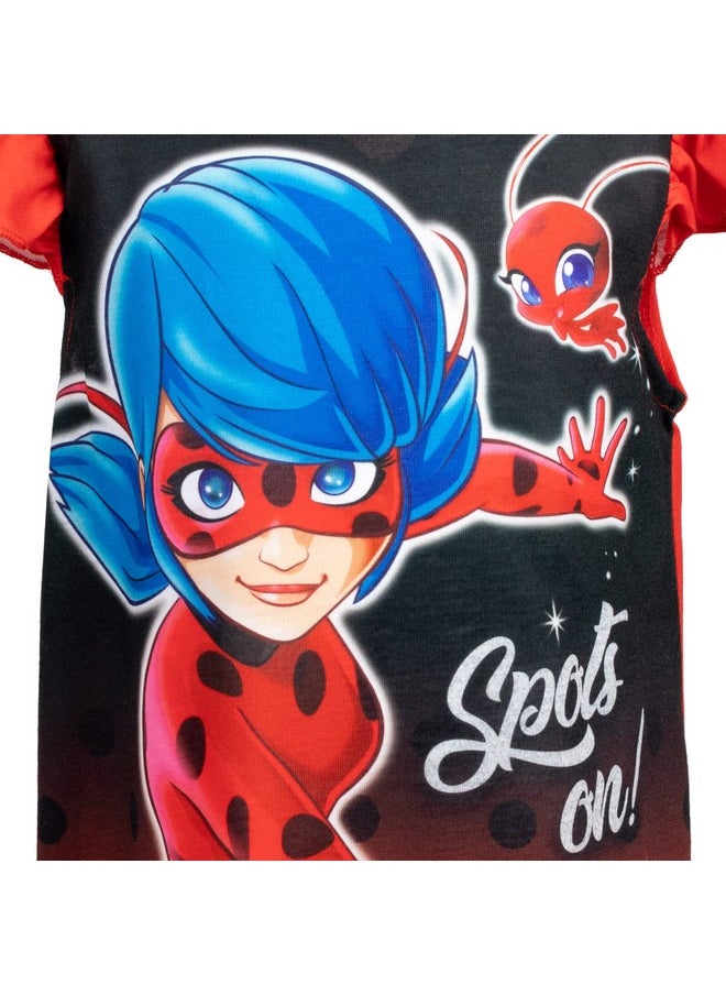 Miraculous Ladybug Big Girls Nightgown Pajamas Black/Red 14-16