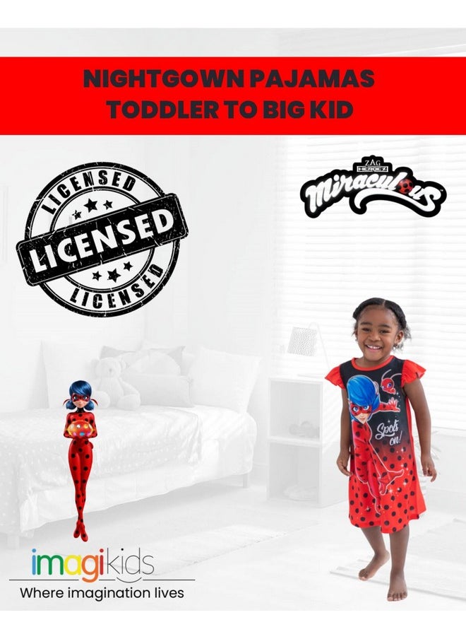 Miraculous Ladybug Big Girls Nightgown Pajamas Black/Red 14-16