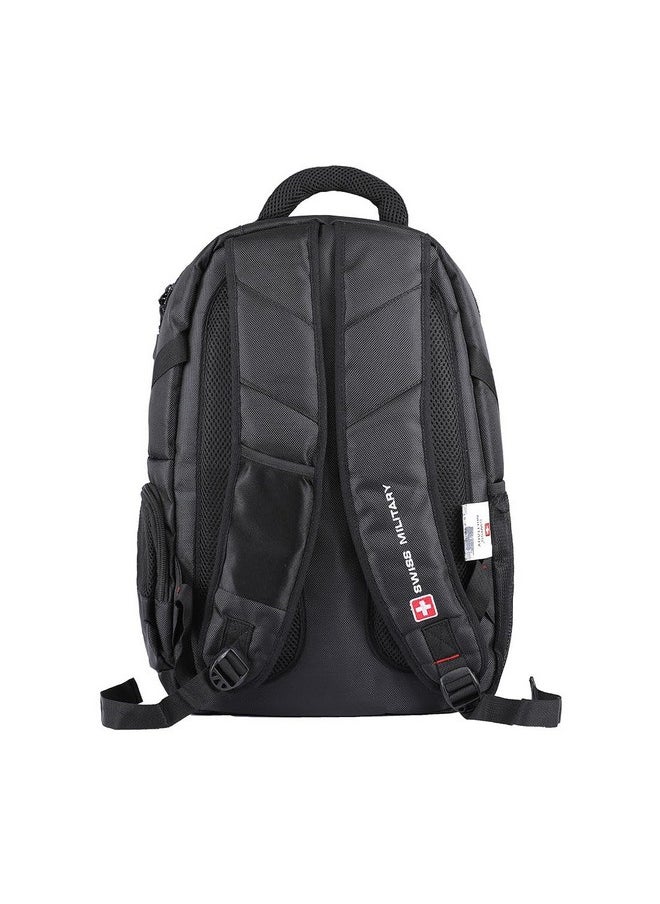 Swiss Military Laptop Backpack for Men, Travel Backpack for Men, Women| Bagpacker Bag for Men for Office | Water & Wear Resistant Premium Polyester with Quick Access Pockets, Black, 24 liters, 1