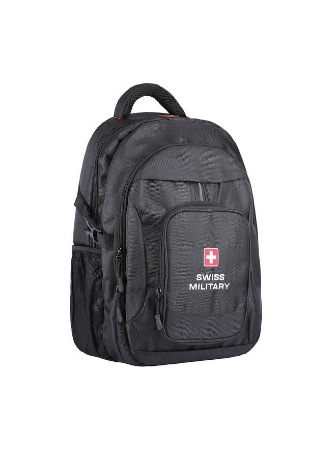 Swiss Military Laptop Backpack for Men, Travel Backpack for Men, Women| Bagpacker Bag for Men for Office | Water & Wear Resistant Premium Polyester with Quick Access Pockets, Black, 24 liters, 1