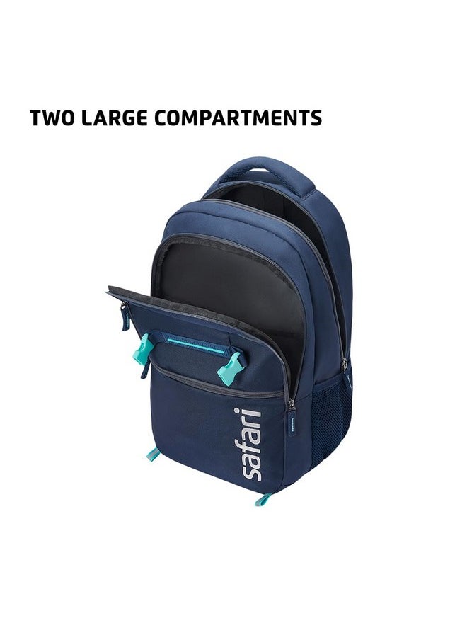 Safari Surge Laptop Bag, 30 Ltrs, 2 compartments, 2 front smart organizers, Water Resistant, College Bag For Men & Women, School Bags for Boys & Girls, Laptop/Office Backpack for Men & Women, Blue