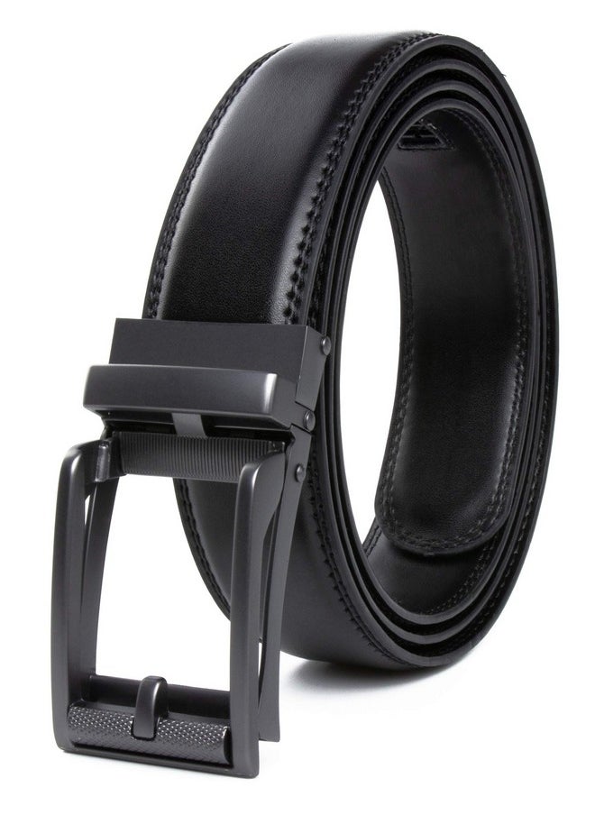 Contacts Genuine Leather Belt for Men with Easier Adjustable Autolock Buckle - Micro Adjustable Belt Fit Everywhere |Formal & Casual | Elegant Gift Box (15-Black-Waist Size Fit from 28