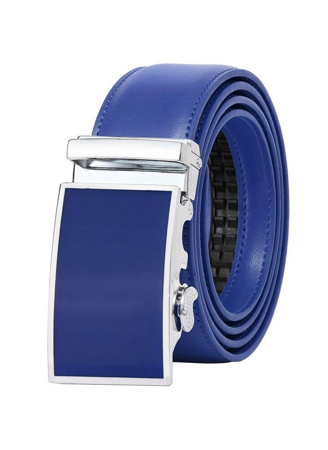 Falari Leather Dress Belt Ratchet Belt Holeless Automatic Buckle Adjustable Size 8001 (8801 Royal Blue, Fit from 28 to 44