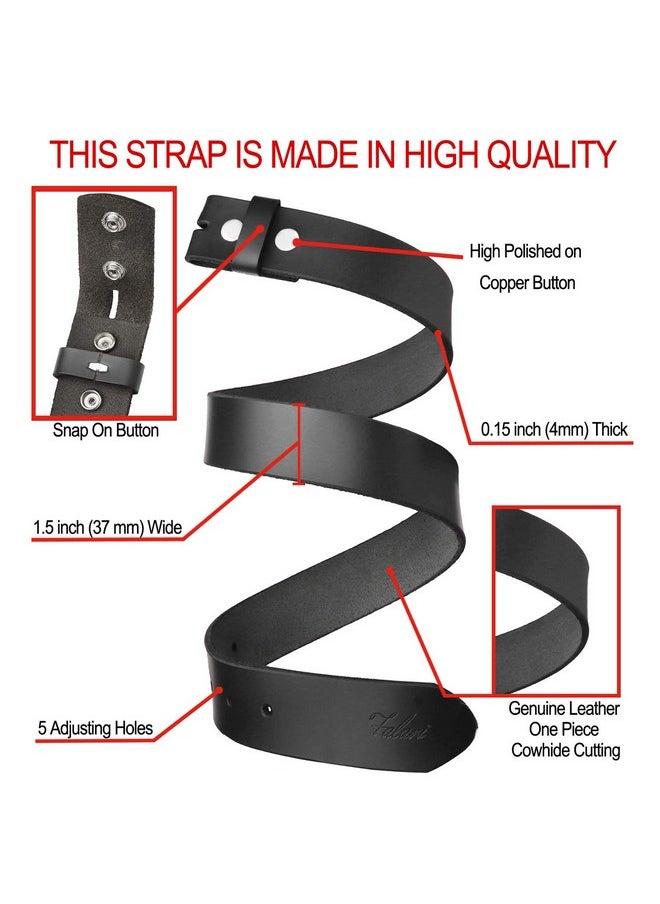 Falari Replacement Genuine Leather Belt Strap Without Buckle Snap on Strap 1.5