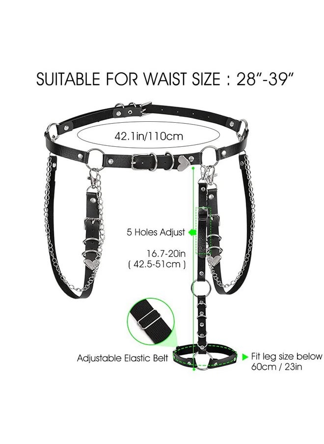 PALAY® Punk Waist Chain Belt for Women Girls Gothic Body Chains Black Mini Skirt Belt Chain Rock Accessories for Uniform Dress Jeans Pants Rave Party