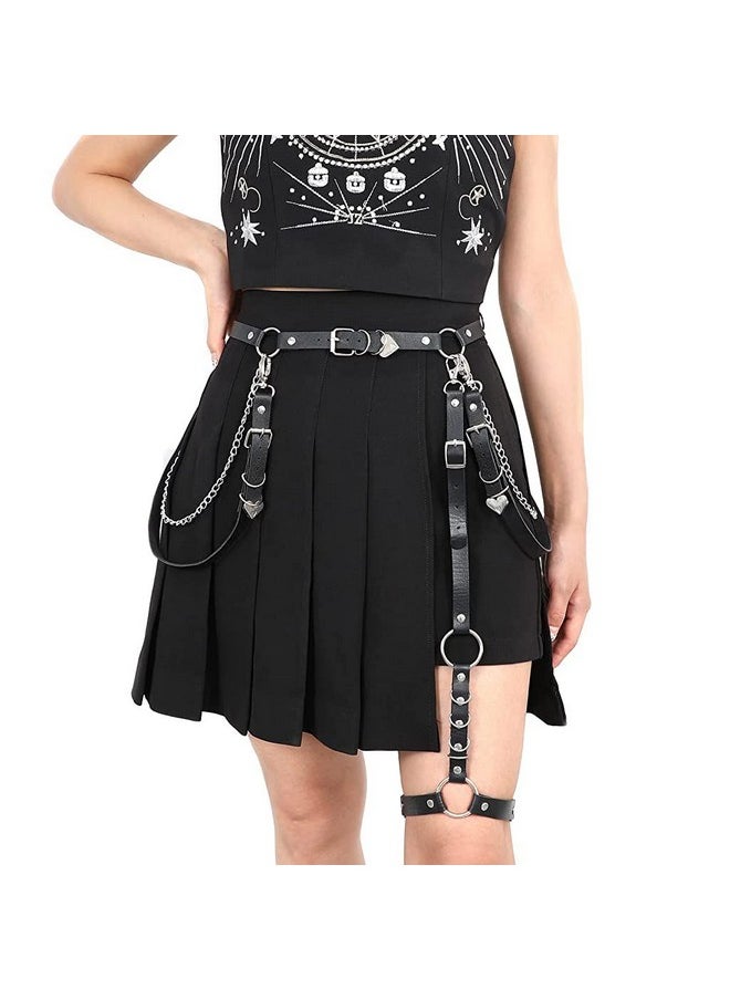 PALAY® Punk Waist Chain Belt for Women Girls Gothic Body Chains Black Mini Skirt Belt Chain Rock Accessories for Uniform Dress Jeans Pants Rave Party