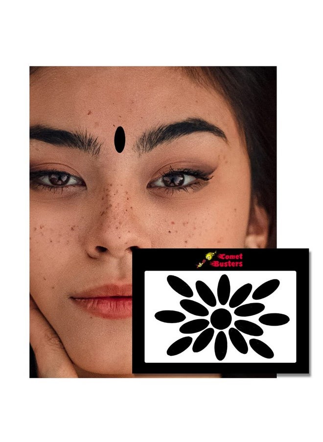Comet Busters Handcrafted Black Oval Velvet Bindis (BIN1881) (13 mm)