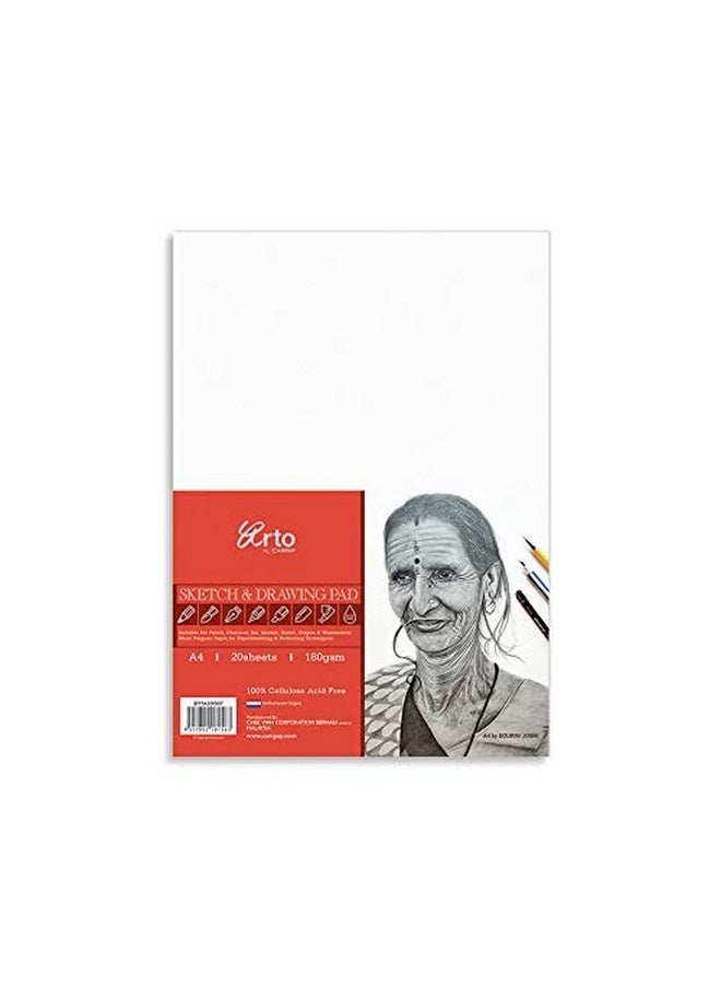 Campap Arto 180Gsm Sketch & Drawing Paper, 20 Sheets (A4), Acrylic