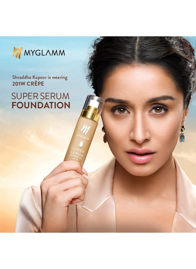 MyGlamm Super Serum Foundation - 302W Wheat, 33 gm | Liquid Foundation with Hyaluronic Acid | 8 Hr+ Long Lasting & Hydrating Foundation with SPF 30