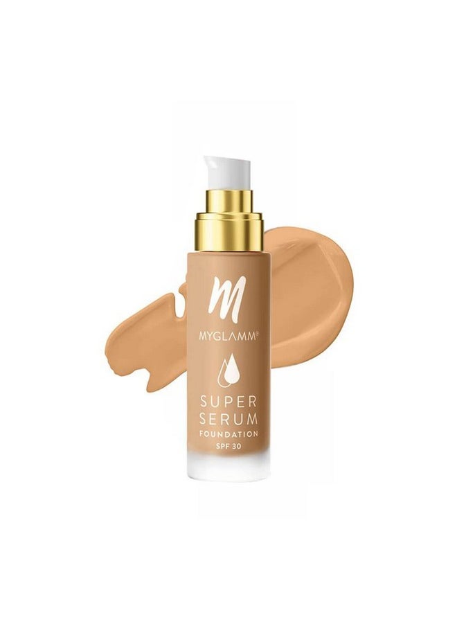MyGlamm Super Serum Foundation - 302W Wheat, 33 gm | Liquid Foundation with Hyaluronic Acid | 8 Hr+ Long Lasting & Hydrating Foundation with SPF 30