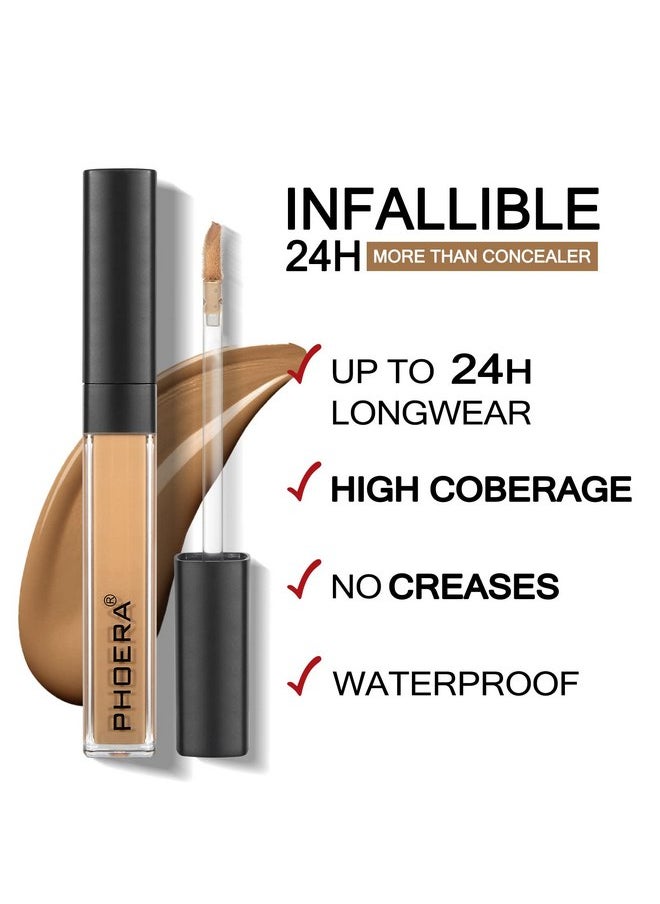 PHOERA Liquid Concealer,Full Coverage Concealer,Multi-Use Makeup Concealer for Acne,Dark Circles,Tattoo,Freckles,High Adherence Hydrating Face Concealer for Women Mens(102# NEUTRAL)