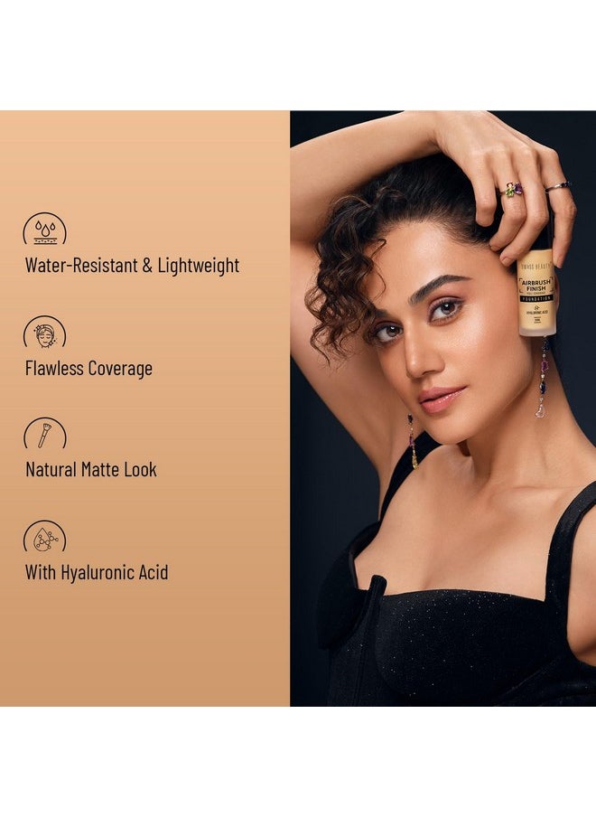 Swiss Beauty Airbrush Finish Lightweight Foundation | Full Coverage Blendable Foundation For Face Makeup |With Benefits Of Hyaluronic Acid, Aloevera And Vitamin E | 30Ml | Shade- Nude Beige