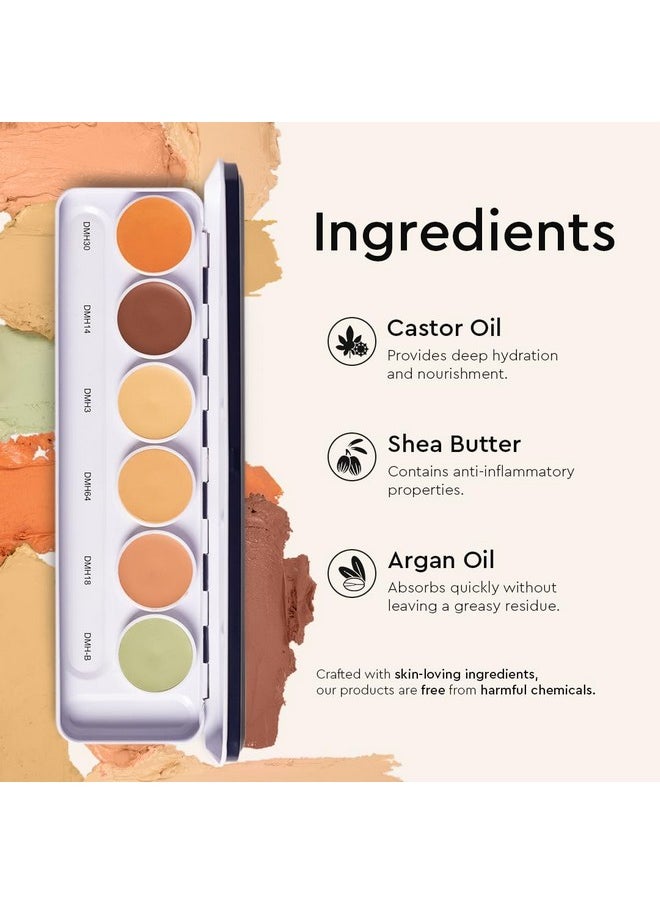 C2P Pro Foundation for Face Makeup, Ultra HD 6 in 1 Camouflage Concealer Corrector Palette | Waterproof, Long Lasting & Full Coverage for Oily Skin | Dermashield Must Have Makeup Palette - 21g