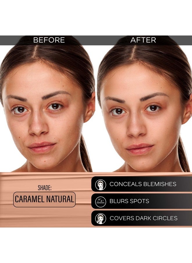 FACESCANADA All Day Hydra Matte Foundation|3-In-1 Foundation + Moisturizer Cream +Spf 30|24 Hr Aloe Hydration&Vitamin C|10Hr Long Wear|Medium To High Buildable Coverage|Caramel Natural|25Ml,Pack Of 1