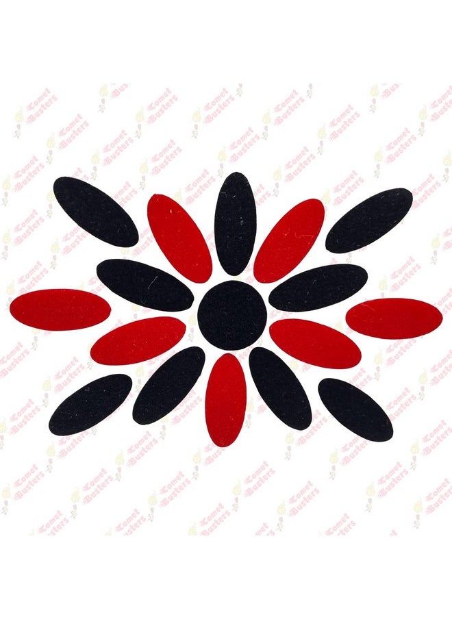 Comet Busters Handcrafted Red and Black Oval Velvet Bindis (BIN1884) (13 mm)