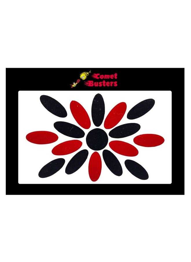 Comet Busters Handcrafted Red and Black Oval Velvet Bindis (BIN1884) (13 mm)