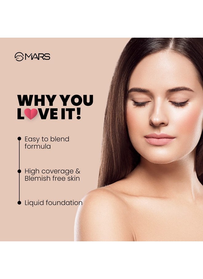 MARS High Coverage Liquid Matte Foundation | Blemish Free & Blendable Foundation for Makeup (40ml) (SHADE-06)