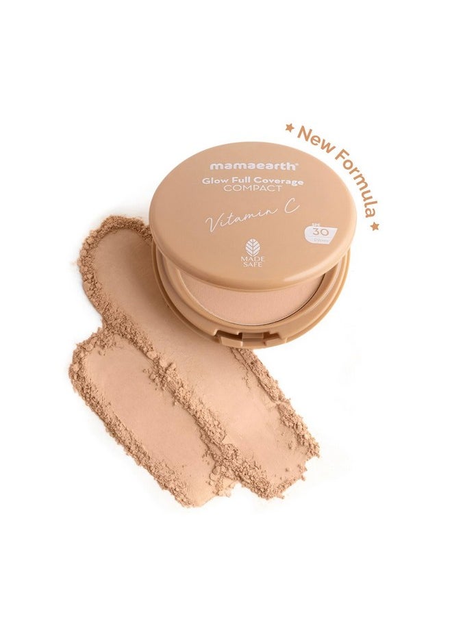 Mamaearth Glow Full Coverage Compact For All, Spf 30 For Up To 3X Instant Glow - 9 Gm|Radiant, Natural|Even Toned Complexion| Mattifying|Up To 16-Hour Oil Control & Sweat-Resistant (Pearl Glow), Cream