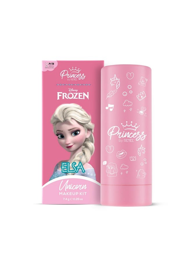 Y Frozen Princess By Renee Unicorn Makeup Kit Elsa 7.4 Gm, Pre-Teen Girls, Includes 2 Matte, 4 Shimmer Eyeshadows, Lip Butter, Lip & Cheek Tint, Compact & Travel Friendly, Cruelty-Free & Vegan