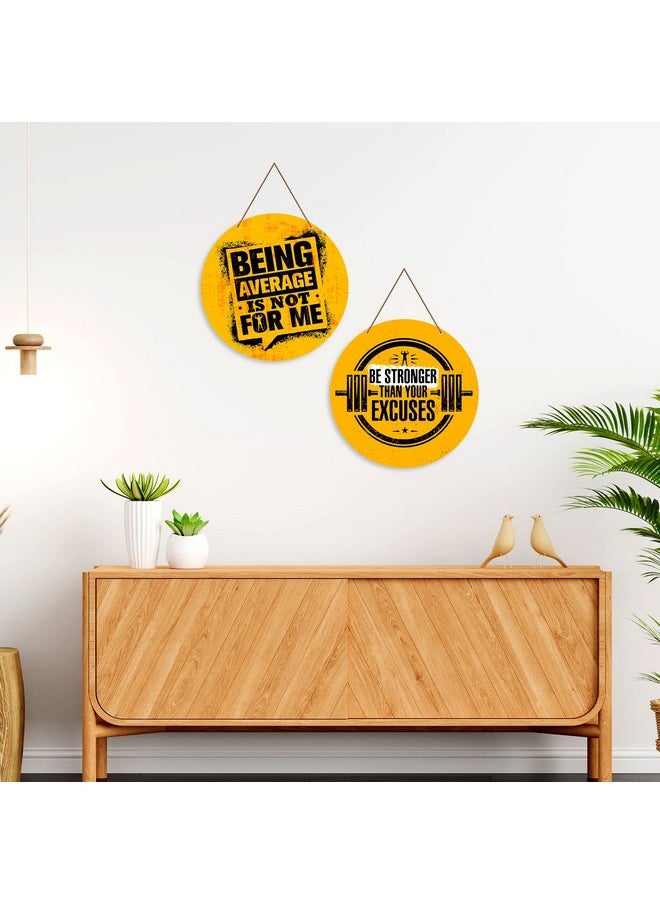 Artvibes Gym Motivational Quote Wall Hanger for Home | Office | Living Room | Gift | Wooden Wall Hanging Decor | Home Decoration Item For Bedroom Wall | Wall Decor Hanging Item (WH_4105N), Set of 2