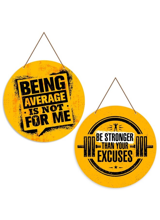 Artvibes Gym Motivational Quote Wall Hanger for Home | Office | Living Room | Gift | Wooden Wall Hanging Decor | Home Decoration Item For Bedroom Wall | Wall Decor Hanging Item (WH_4105N), Set of 2