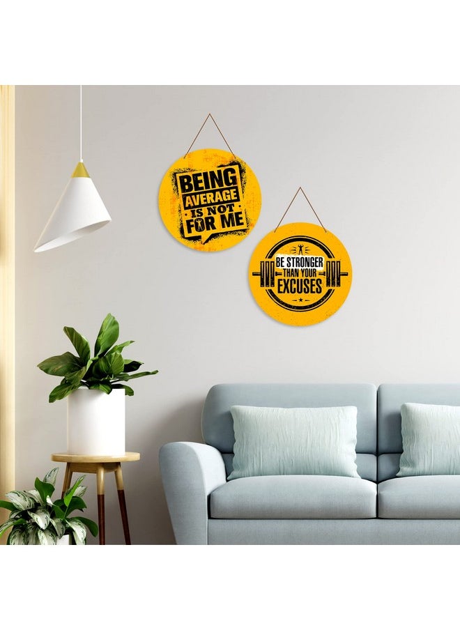 Artvibes Gym Motivational Quote Wall Hanger for Home | Office | Living Room | Gift | Wooden Wall Hanging Decor | Home Decoration Item For Bedroom Wall | Wall Decor Hanging Item (WH_4105N), Set of 2