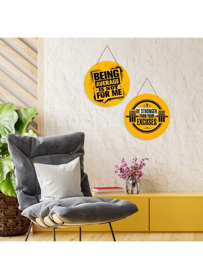 Artvibes Gym Motivational Quote Wall Hanger for Home | Office | Living Room | Gift | Wooden Wall Hanging Decor | Home Decoration Item For Bedroom Wall | Wall Decor Hanging Item (WH_4105N), Set of 2