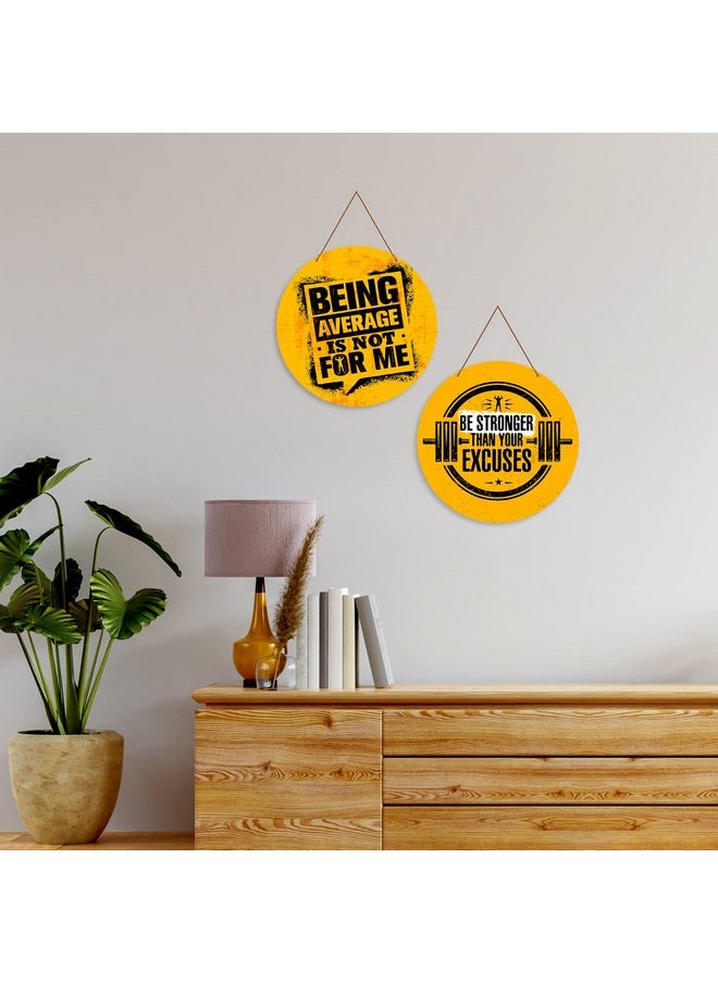 Artvibes Gym Motivational Quote Wall Hanger for Home | Office | Living Room | Gift | Wooden Wall Hanging Decor | Home Decoration Item For Bedroom Wall | Wall Decor Hanging Item (WH_4105N), Set of 2