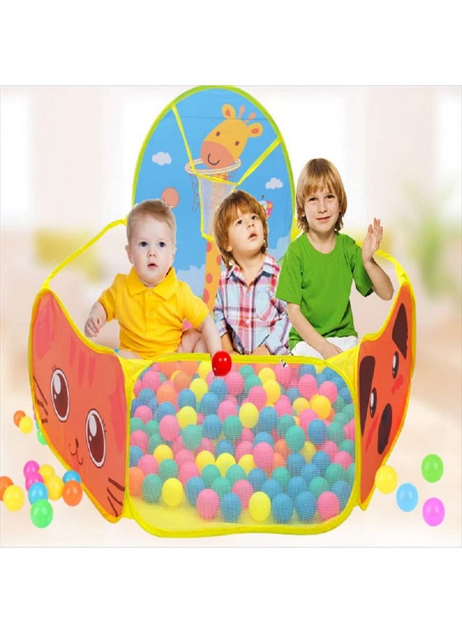 BabyGo Kids Activity Giraffe Ball Pool for Kids Play Tent House for 2+ Year Old Girls and Boys (Yellow)