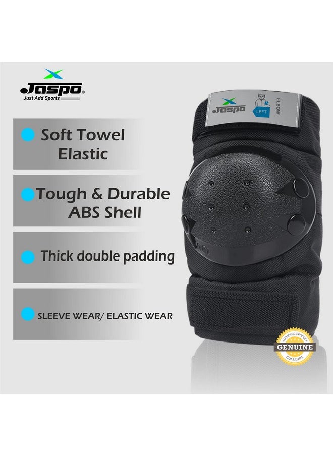 Jaspo Plastron Saver 3 Professional Protective Kit (Knee/Elbow/Wrist Guard) Multi Purpose Safety Kit for Skateboarding, Roller Skating, Inline Skating, Cycling and Other Sports (Large, Black)