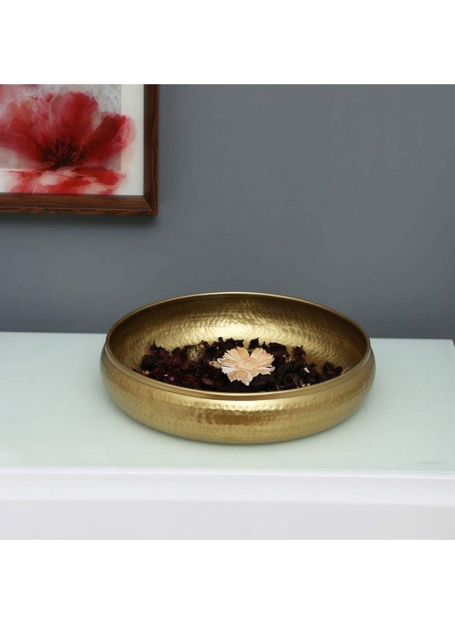 Home Centre Metal Solid Bowl, 1 Potpourri Bowl- 1 Piece, Gold