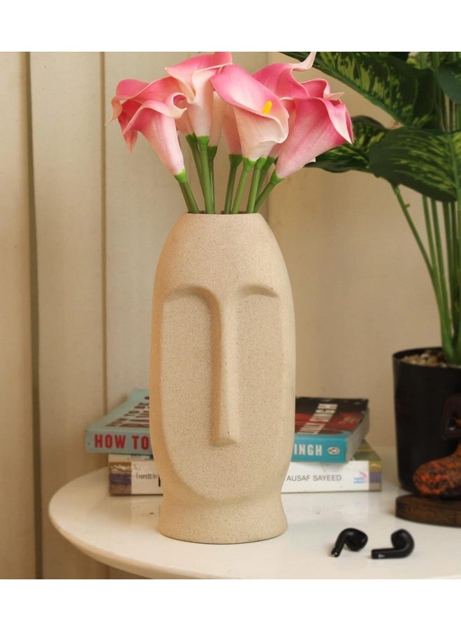 TIED RIBBONS Ceramic Face Shape Flower Vase Pot (9.8 inch x 3.9 Inch, White) for Artificial Flowers Plants Home Decor Office Bedroom Living Room Farmhouse Table Corner Decoration Items