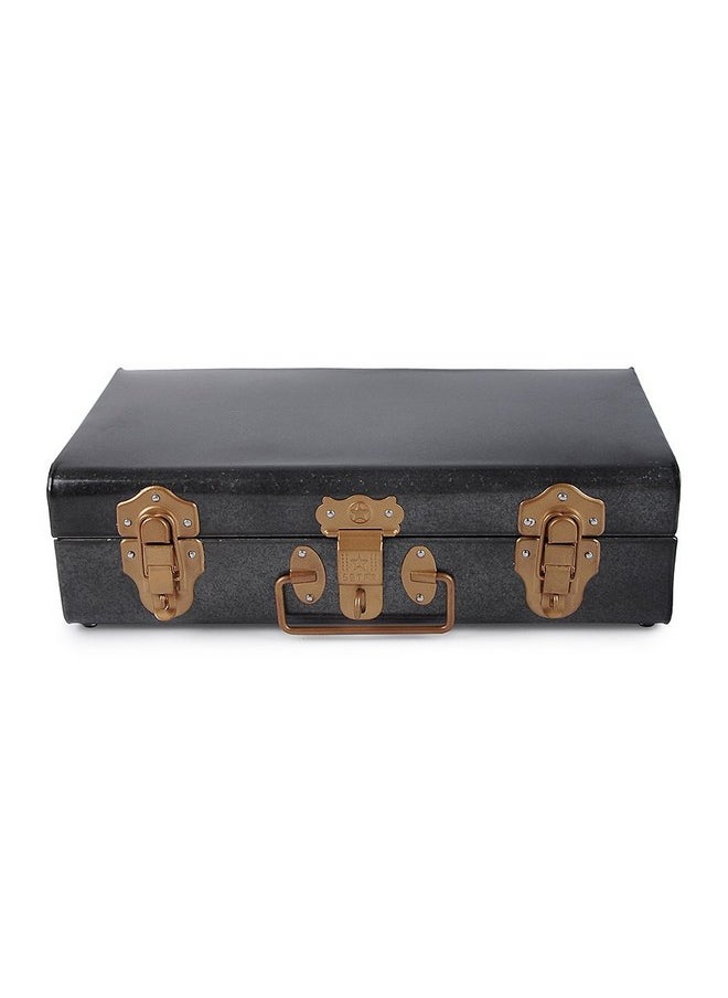 Elan Vintage Style Buxa Modern Metal Long Trunk Box, Storage Box, Decorative Box For Gift - Antique Black (Rectangular)