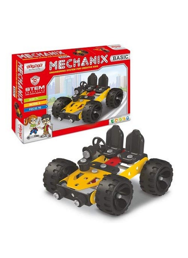 Mechanix Basic, STEM Education Toy, Pieces 90, Model 6, Make in India, Building and Construction Set for Boys and Girls Age 7+ Years, Multicolour - Birthday Return Gift