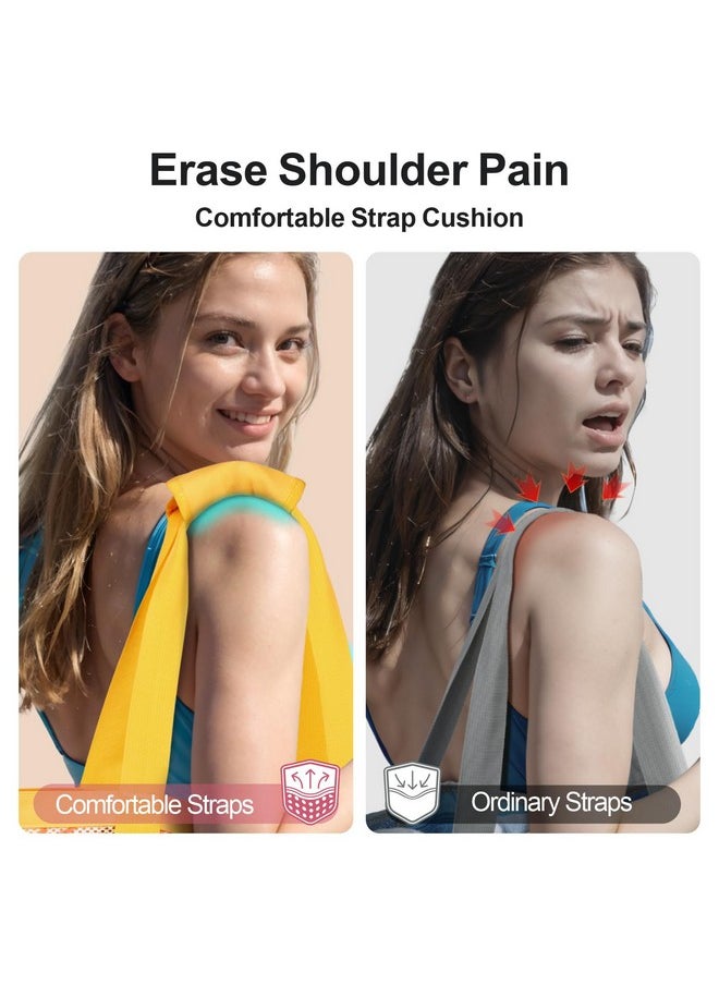 F-color Mesh Beach Tote Bag - 9 Pockets Mesh Bag with Zipper for Travel Beach Swim Pool Gym Camping Waterpark, with Towel Sunscreen Bottles Clothes Shoes and More Beach Essentials, Yellow