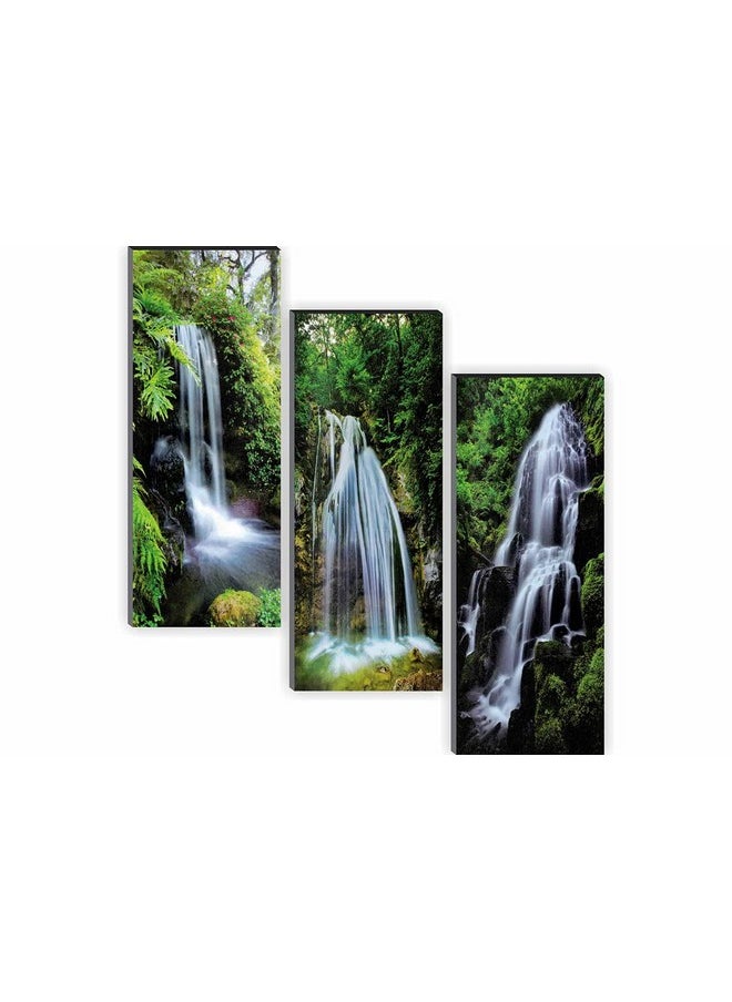 SAF paintings Waterfall 6MM MDF Framed Set of 3 Digital Reprint 15 inch x 18 inch Painting SANFJ31 SANFJ31