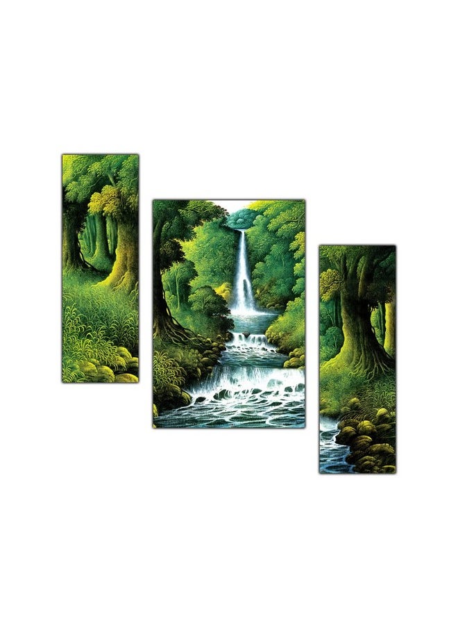 pnf Poster And Frames Hand Painting Landscape Scenery MDF Panel | For Living, Bedroom | Home Decoration Item | Best Gifting Option | Set Of 3 (MDF,Multicolour,18x12inch) -1106