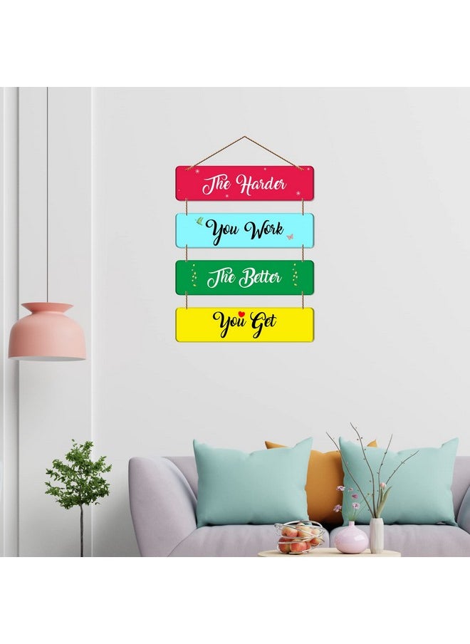 Artvibes The Harder You Work Quote Wooden Wall Hanger for Home Decor| Office | Gift | Bedroom | Living Room | Decorative Item for Home | Wall Hangings for Home Decoration (WH_5108NN)