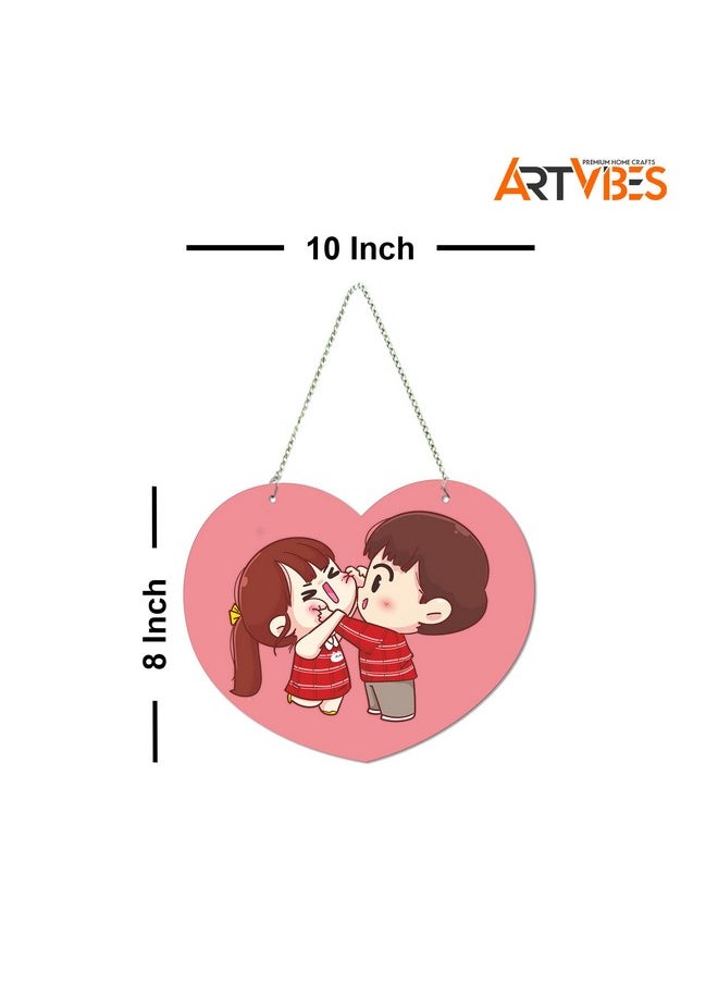 Artvibes Cute Couple Wall Hanger for Home Decor | Gifts for Girl friend | Wall Decorative Items | Decorative Item for Living Room | Door Hanging | Mdf Wall Decoration | Modern Art (WH_5502NN)