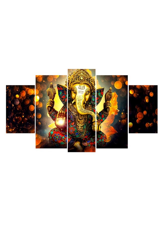 KARTIK™ Digital Lord Ganesha Print 5 Panel Wall Decor Wall Art Wooden Painting Wallpapers for Home, Office & Gift (30 x 17.5 Inches)