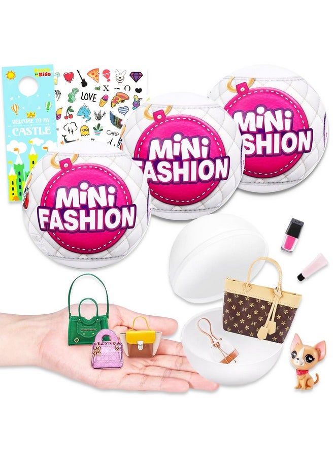 5 Surprise Mini Brands Fashion Mystery Set - 3 Pack Series 1 Surprise Mini Fashion Toys Mystery Bundle With Tattoos, More | Mini Brands Fashion Series