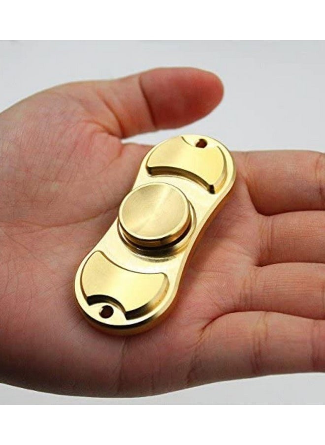 Premsons® Hand Spinner Desk Toy - High Speed Smooth Finger Spin Sensory Fidget Stress Relief Game Play for Kids & Adults - Birthday Party Gift - Metal - Gold Dual Matte
