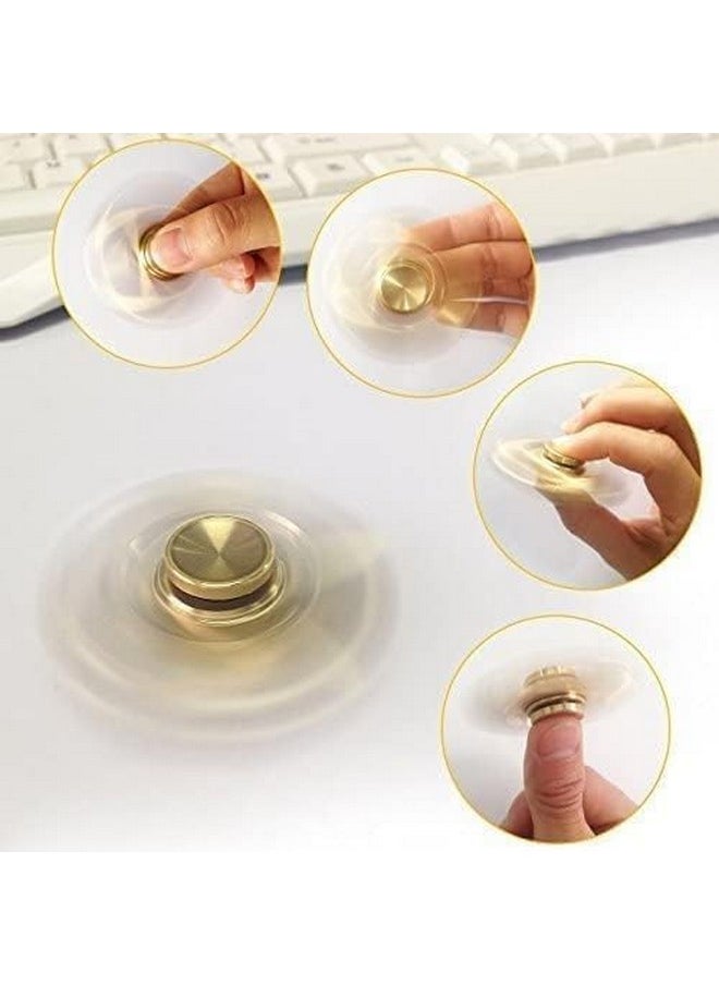 Premsons® Hand Spinner Desk Toy - High Speed Smooth Finger Spin Sensory Fidget Stress Relief Game Play for Kids & Adults - Birthday Party Gift - Metal - Gold Dual Matte