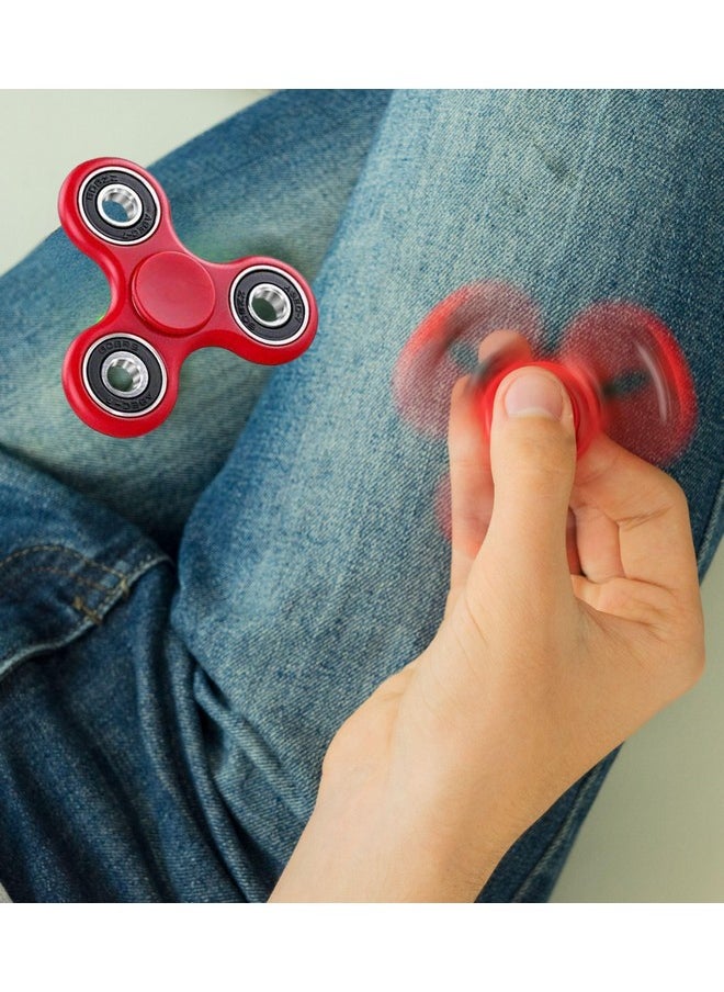 Premsons® Hand Spinner Desk Toy - High Speed Smooth Finger Spin Sensory Fidget Stress Relief Game Play for Kids & Adults - Birthday Party Gift - Four Bearing - Red + Black Bearing
