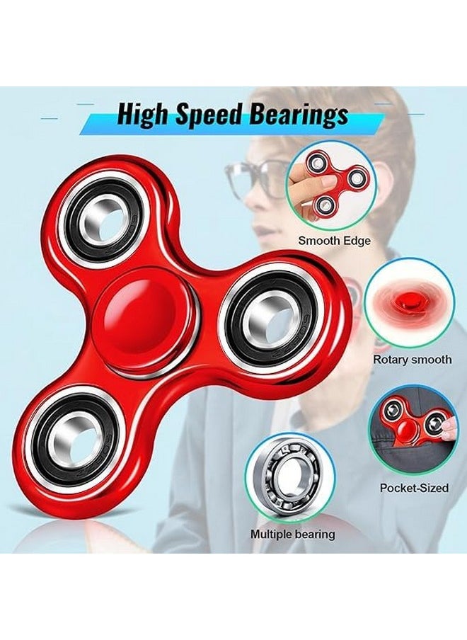 Premsons® Hand Spinner Desk Toy - High Speed Smooth Finger Spin Sensory Fidget Stress Relief Game Play for Kids & Adults - Birthday Party Gift - Four Bearing - Red + Black Bearing