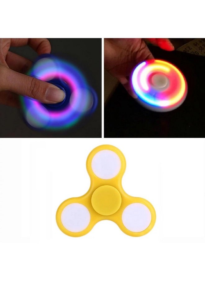 Premsons® Hand Spinner Desk Toy - High Speed Smooth Finger Spin Sensory Fidget Stress Relief Game Play for Kids & Adults - Birthday Party Gift - with Lights - Yellow